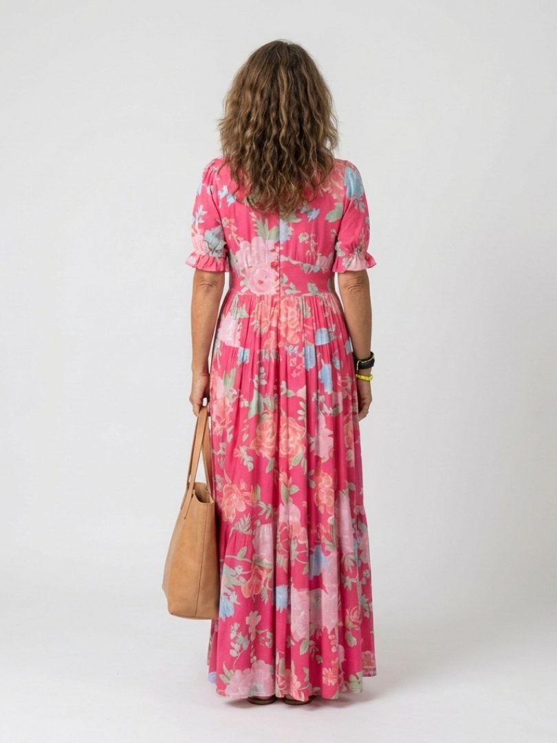 IONE - V-NECK FLORAL MIDI DRESS