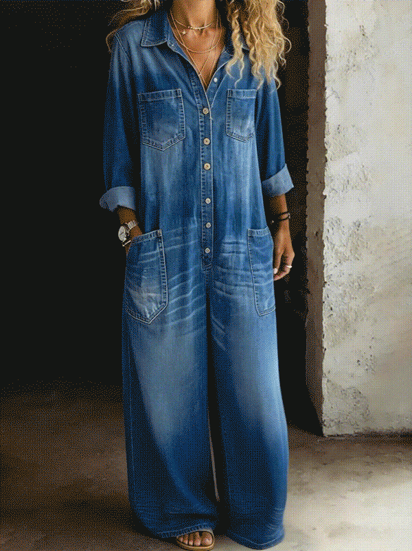 Yve - Legerer Denim-Jumpsuit