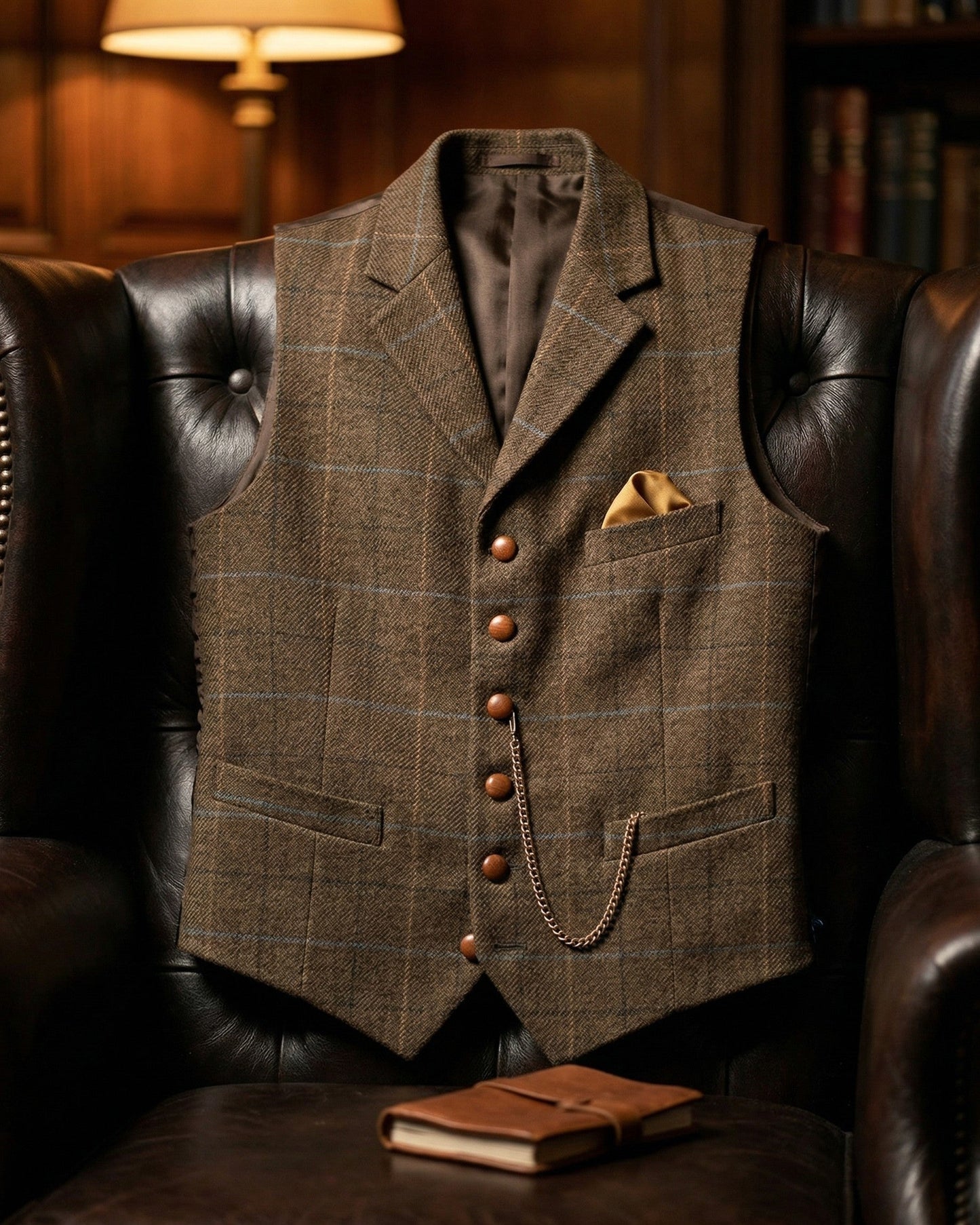 LOUIS - WAISTCOAT WITH WINDOWPANE CHECKED LAPELS
