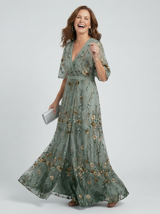 SELORA - HALTER BLOOM FLOW MAXI DRESS