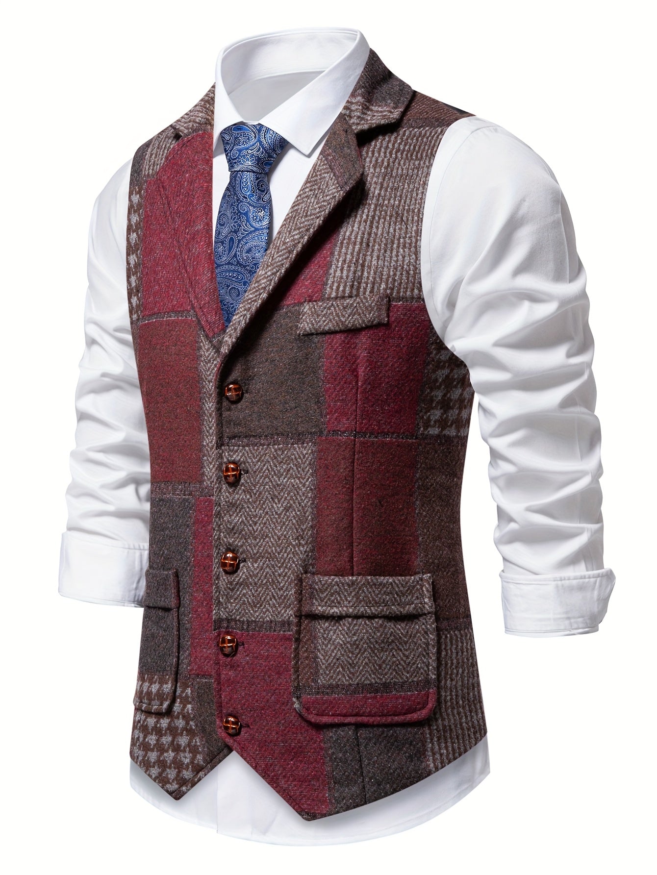 BERTRAND - HERRINGBONE PATCHWORK TWEED VEST