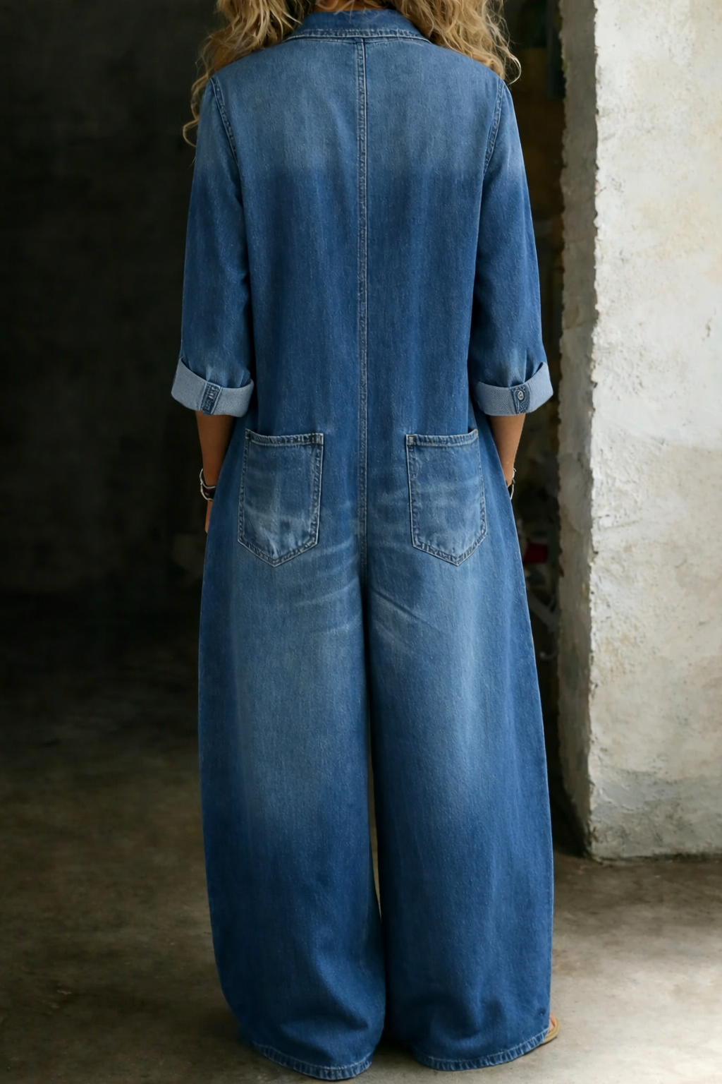 Yve - Legerer Denim-Jumpsuit