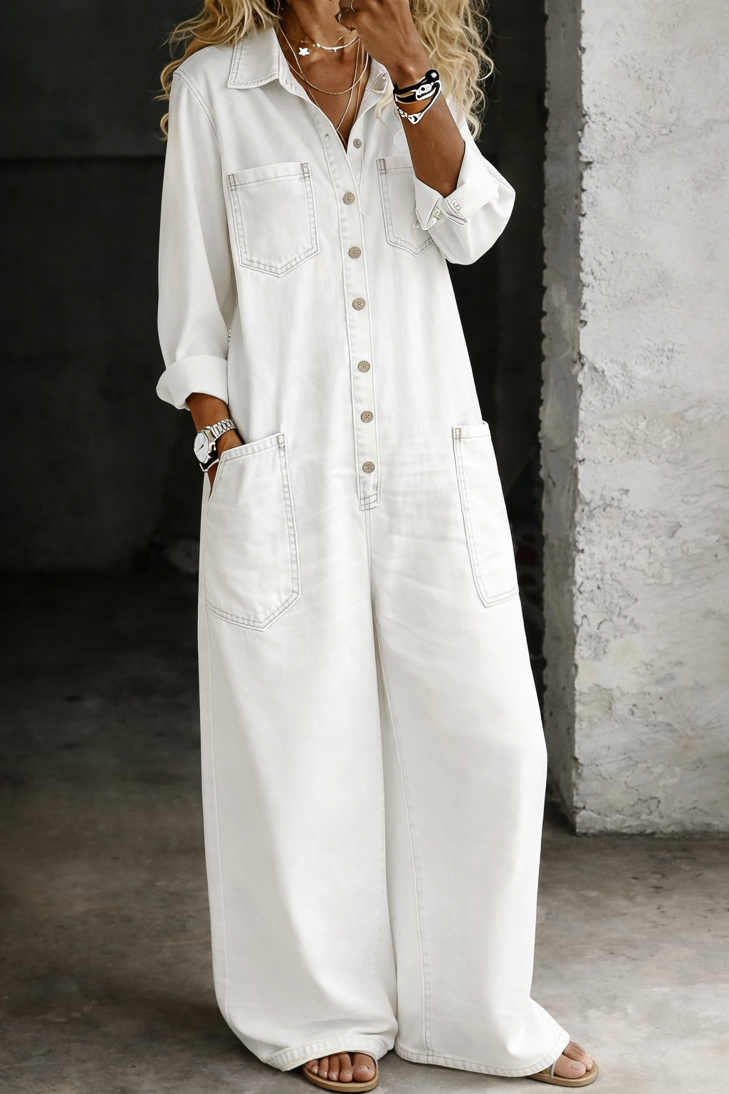 Yve - Legerer Denim-Jumpsuit