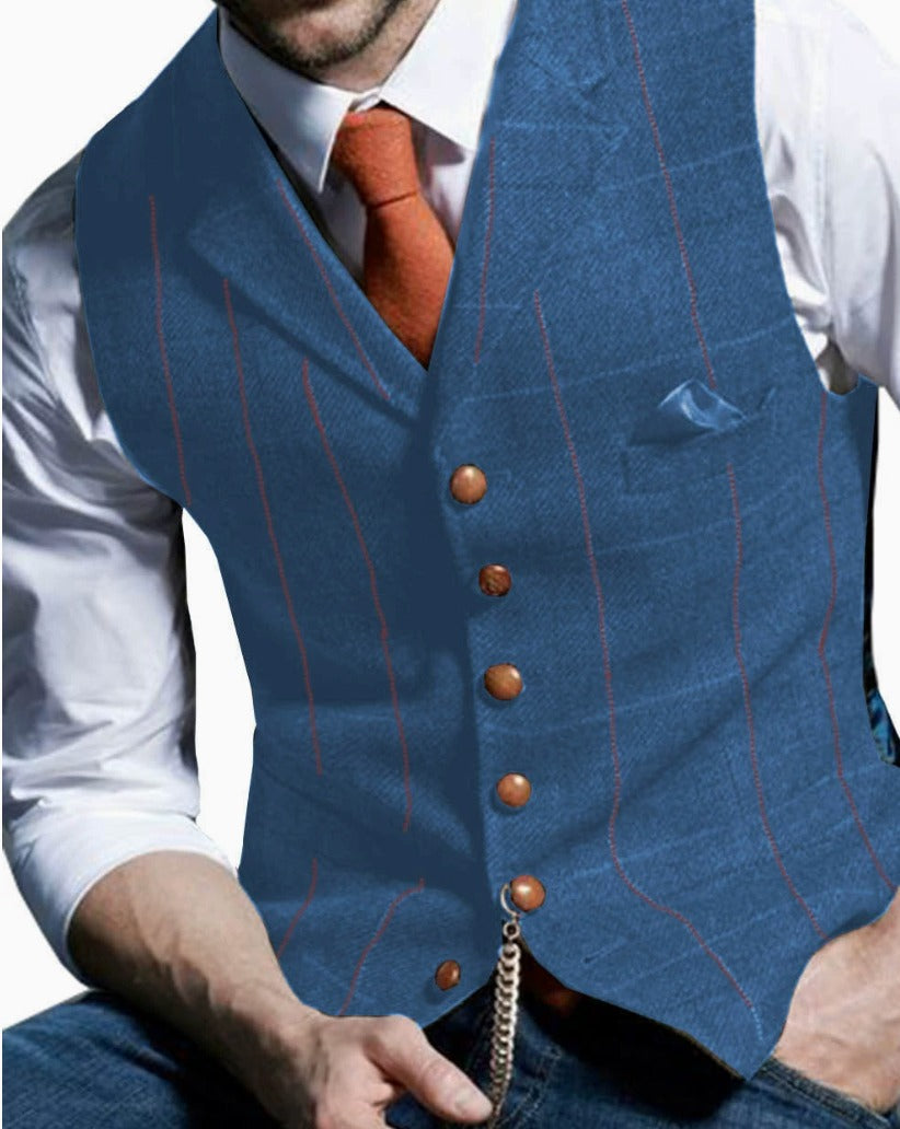 LOUIS - WAISTCOAT WITH WINDOWPANE CHECKED LAPELS