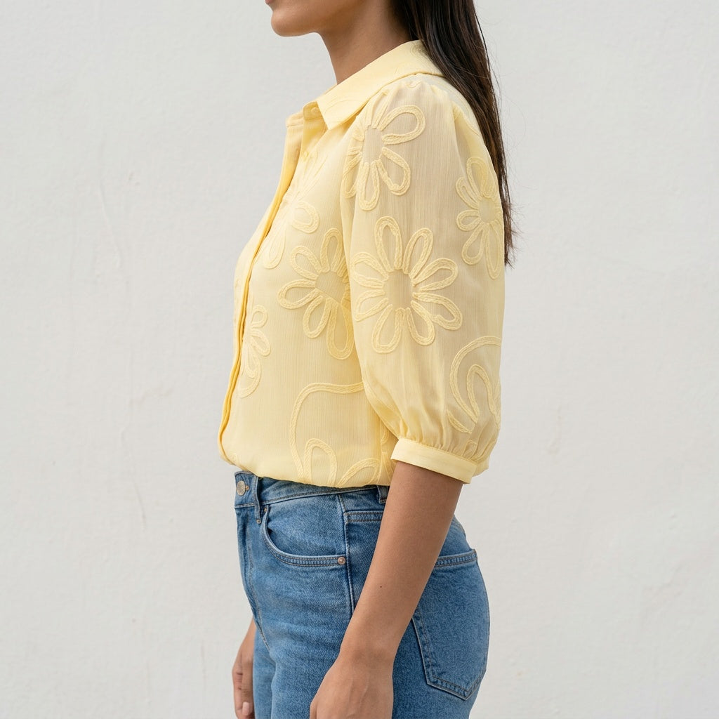 LIRIANA - ELEGANT FLORAL COTTON BLOUSE