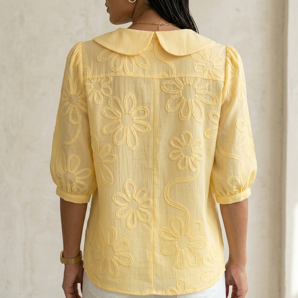 LIRIANA - ELEGANT FLORAL COTTON BLOUSE