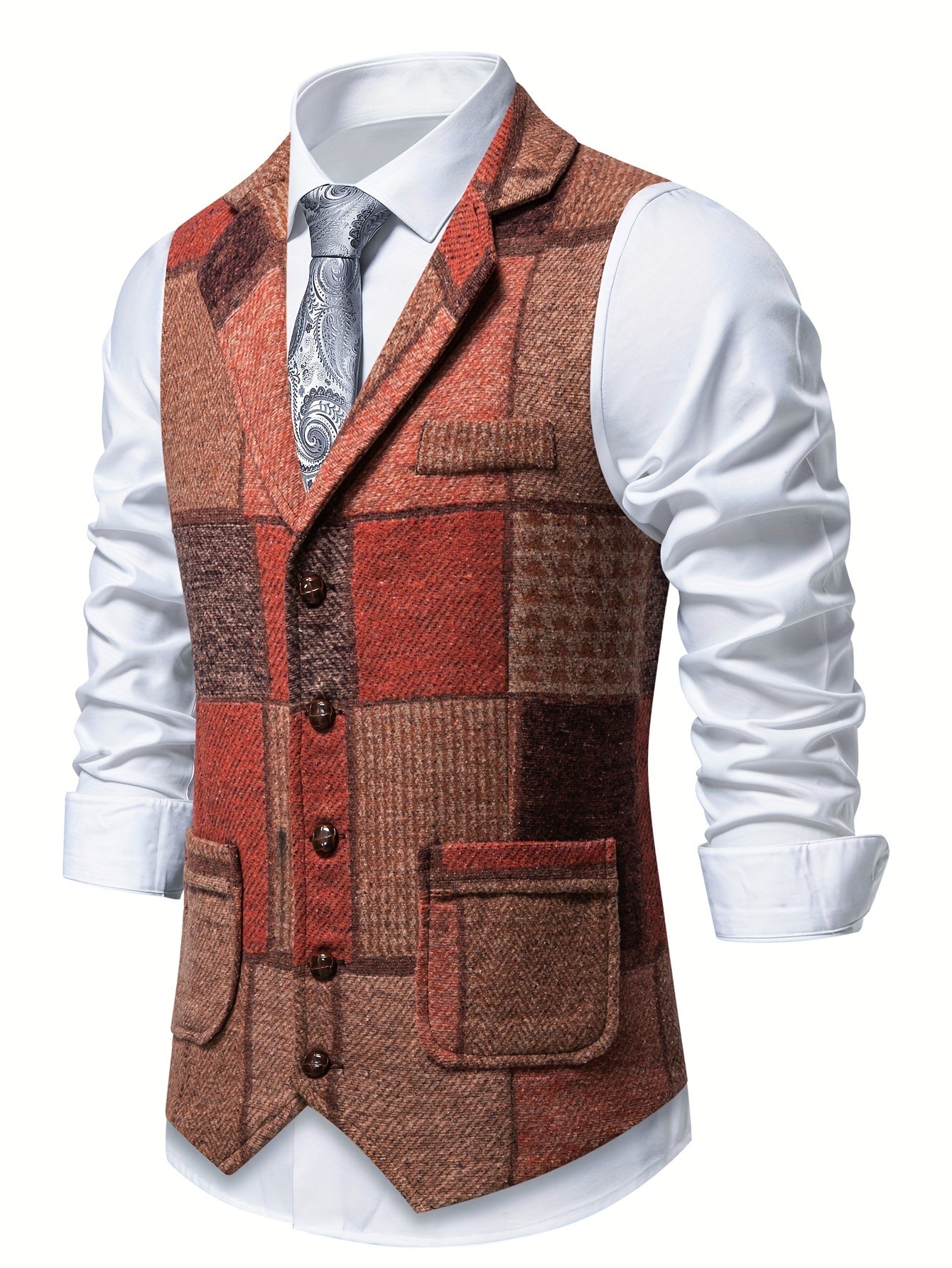 BERTRAND - HERRINGBONE PATCHWORK TWEED VEST