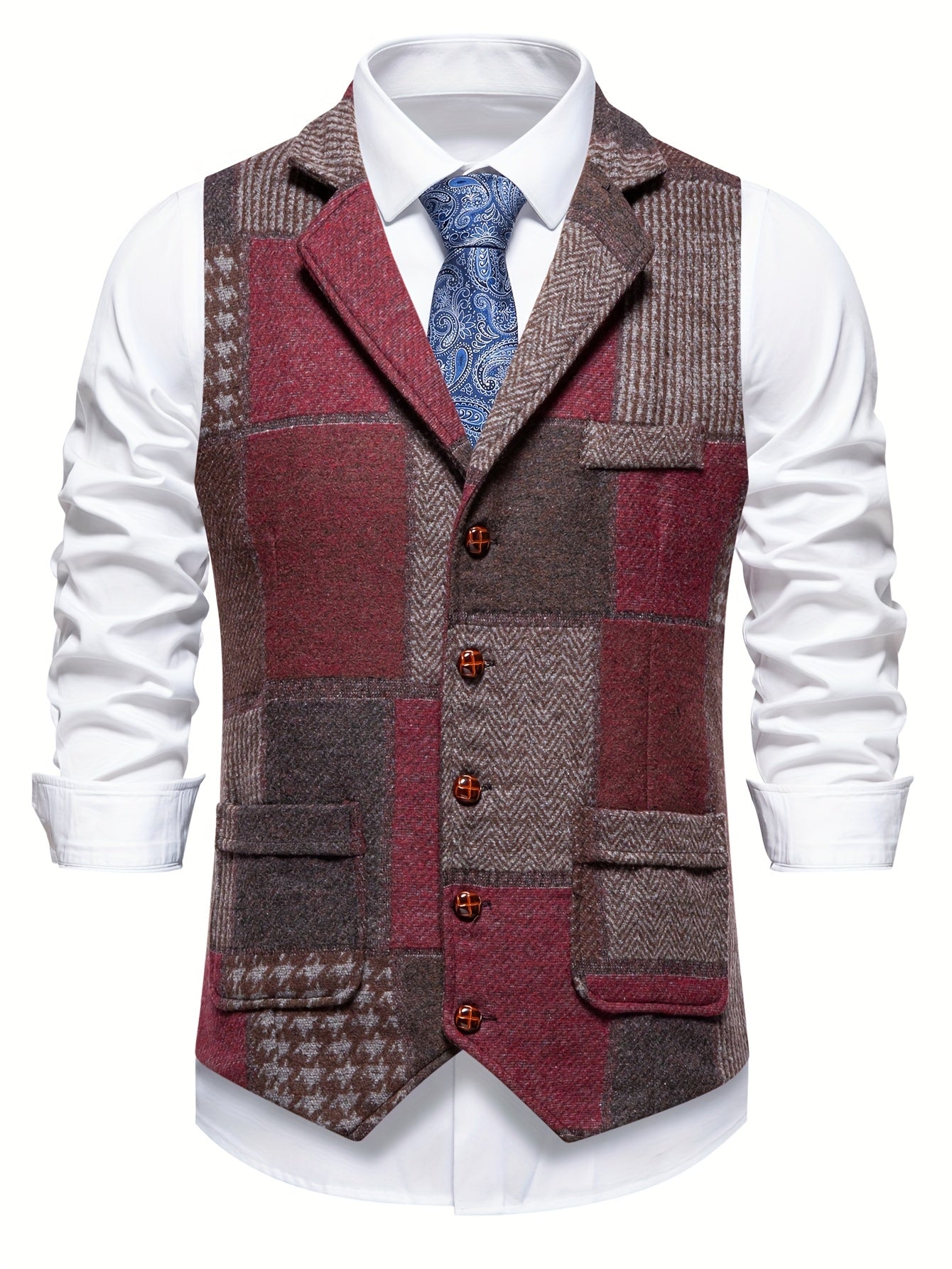 BERTRAND - HERRINGBONE PATCHWORK TWEED VEST