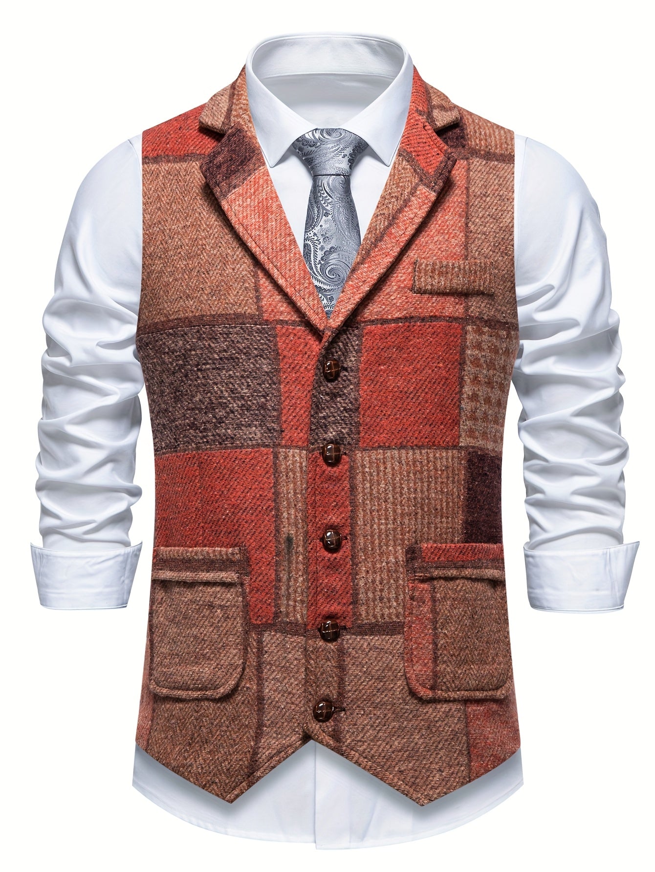 BERTRAND - HERRINGBONE PATCHWORK TWEED VEST