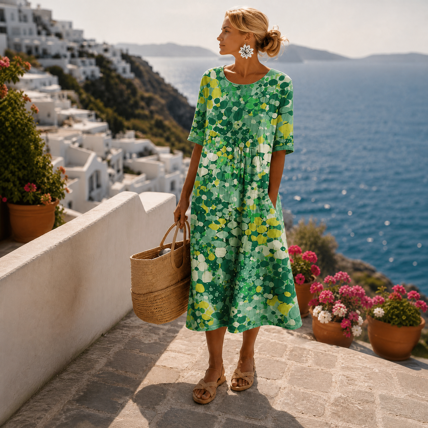 ELENA - LIGHT AND FLOWING FLORAL MIDI DRESS