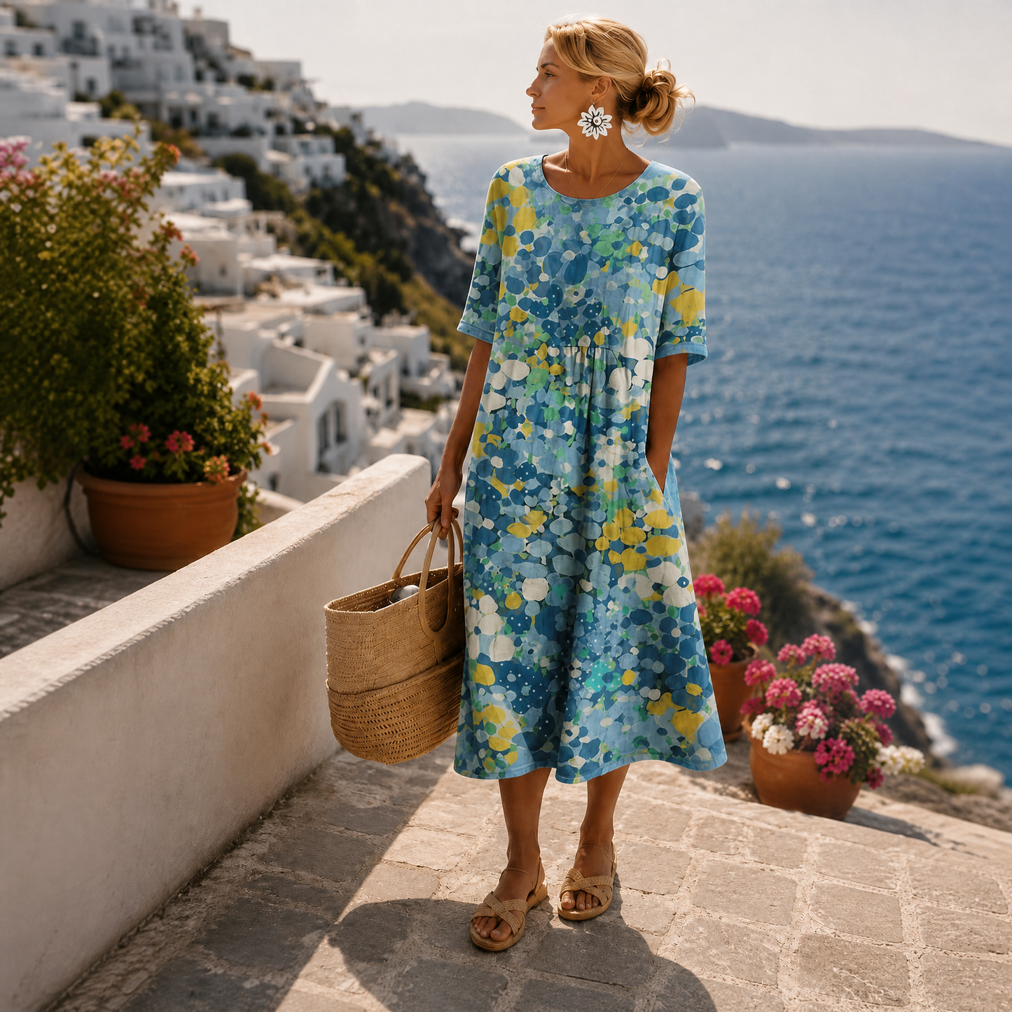 ELENA - LIGHT AND FLOWING FLORAL MIDI DRESS